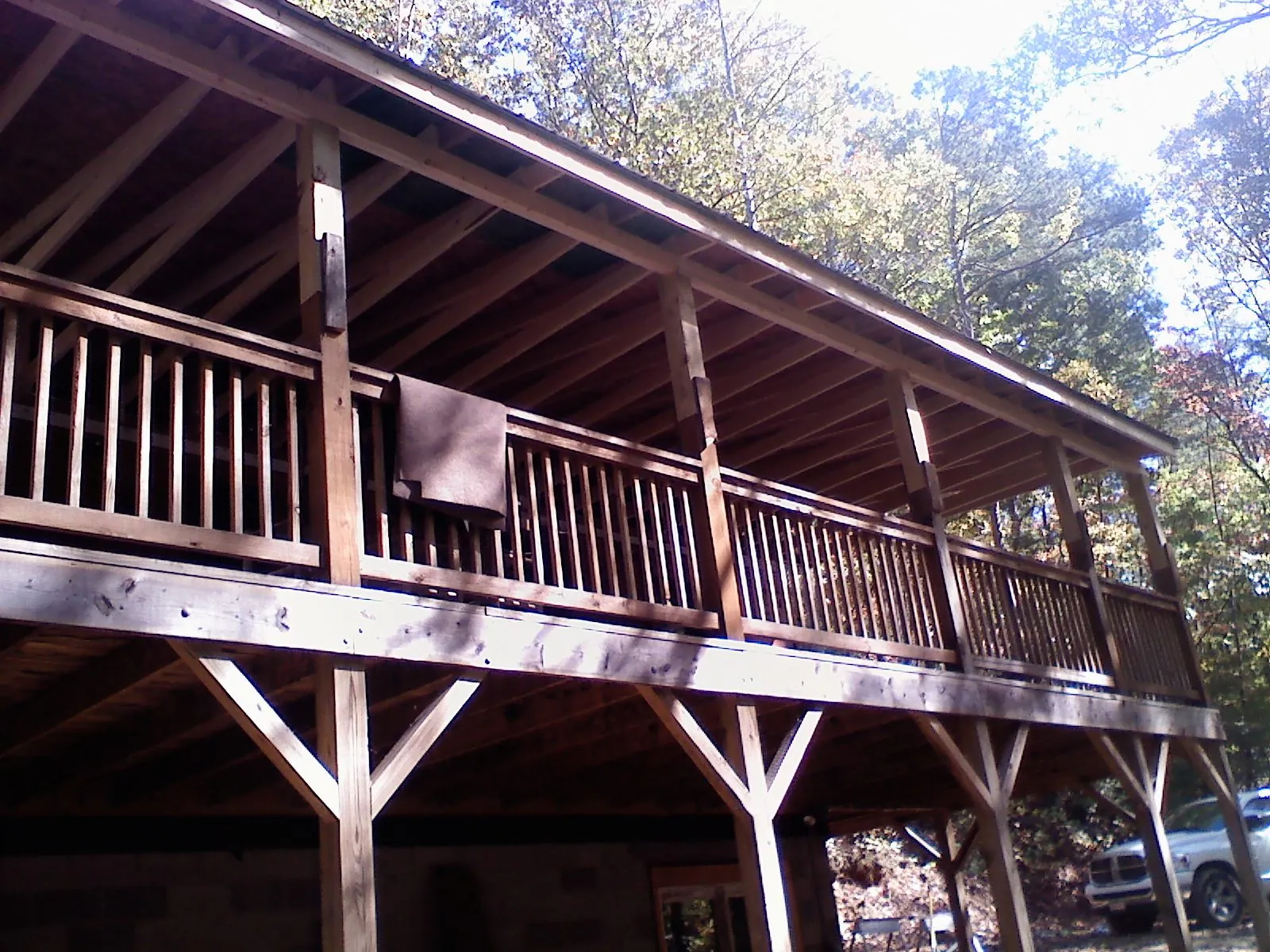 Timber framing under a new elevated porch and deck — Roof Leak Repair in East Templeton by Roofing Brothers